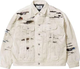 SUPREME x MM6 Maison Margiela Distressed Selvedge Denim Trucker Jacket White SUP-SS26-106-WHT