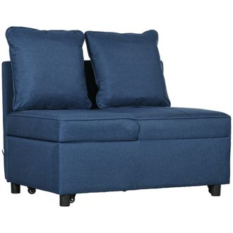 HOMCOM Folding Sleeper Sofa Bed Chair With Pillows - Pocket - Blue | TJ Hughes