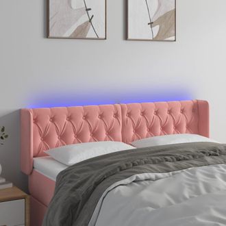 vidaXL Cabecero Con Led De Terciopelo Rosa 147x16x78/88 Cm Vidaxl