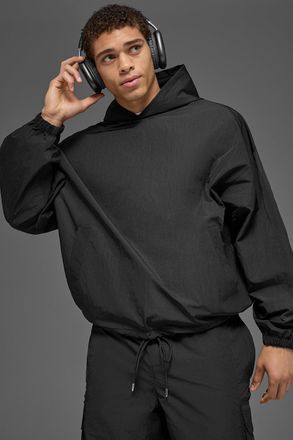 Alo | Axis Hooded Pullover Top in Black, Size: Medium
