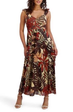 Siena My Balconia Printed Chiffon Midi Dress in Multi at Nordstrom Rack, Size 12