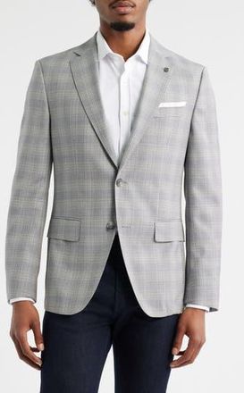 BOSS Hutson Plaid Virgin Wool Sport Coat in Silver at Nordstrom Rack, Size 42 R