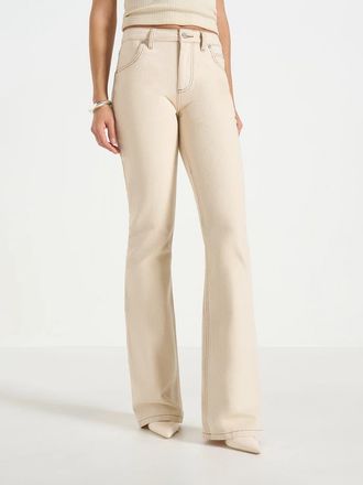 Mani&egrave;re De Voir Abbie Stacked Fit And Flare Jeans in Cream at Nordstrom, Size 10