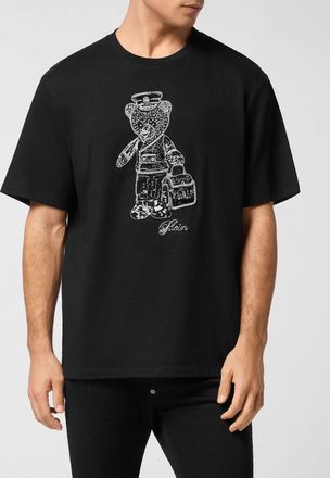 Philipp Plein T-shirt in cotone con ricamo Teddy Bear e applicazioni