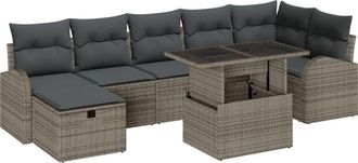 vidaXL Vidaxl - Garden Sofa Set with Cushion 8 pcs Grey Poly rattan