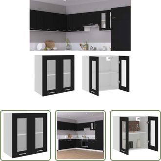 vidaXL Armadio cucina - Mobile Pensile con Vetro Lyon Nero 60x31x60 cm