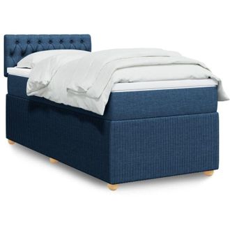 vidaXL Cama Box Spring Con Colch&oacute;n Tela Azul 90x200 Cm Vidaxl