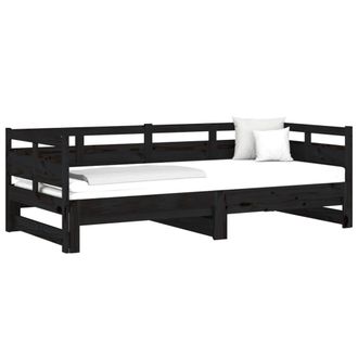 vidaXL Sof&aacute; Cama Extra&iacute;ble Sin Colch&oacute;n Negro 2x(90x190) Cm Vidaxl