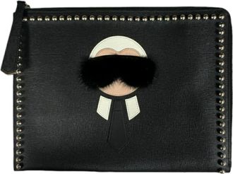 Fendi Black Leather Clutch Bag (Pre-Owned)