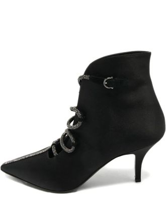 Ferragamo Verfraaide satijnen laarzen - Zwart