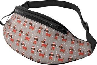 Generic Christmas Dachshund Print Waist Pack Waist Packs Adjustable Bumbags For Running Outdoors Shopping 14X35Cm
