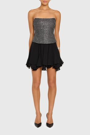 Amanda Uprichard Airess Mini Dress In Black Silver