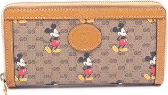 Gucci Beige Brown Multi-Color Gg Supreme Leather Long Wallet (Bi-Fold) (Pre-Owned)