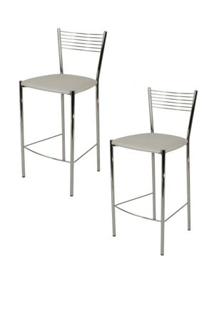 Tommychairs Tommychairs 2 Taburetes Elegance Acero Cromado Asiento Polipiel Gris Claro