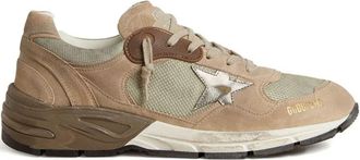 Golden Goose Dad-Star Sneakers In Beige Mesh And Suede With Silver Leather Star Shoes