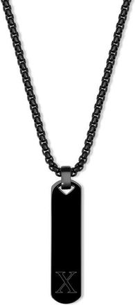 Brook & York Mens Engravable Initial Vertical Bar Necklace in Black X at Nordstrom