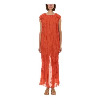 Alysi Maxi Dresses, female, Red, Size: XS Metallic Gauze Longuette Dress