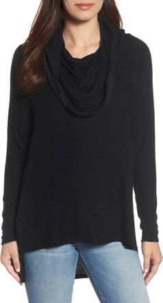 Gibsonlook Convertible Neckline Cozy Fleece Tunic In Black