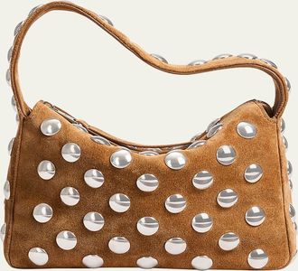Khaite Elena Small Studded Suede Top-Handle Bag