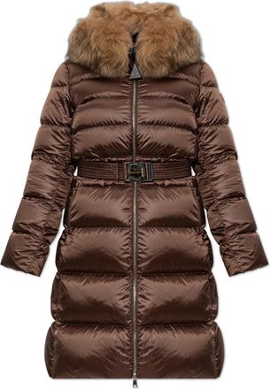 Moncler Leersies Donsjas - Dames - Dons jassen - Bruin - XS - Leer - Jassen