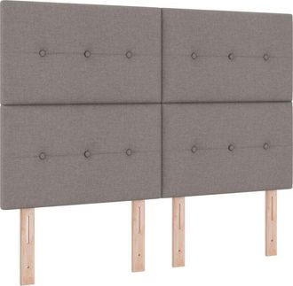 vidaXL LED Headboard with LED Strip Lights Manual Taupe 144 cm Fabric vidaXL