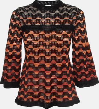 M Missoni Orange Eyelet Knitted Flared Sweatshirt