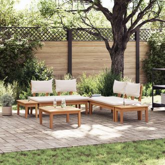 Berkfield Home Garden Bench Set 3 pcs Brown & Cream 2-seater Small