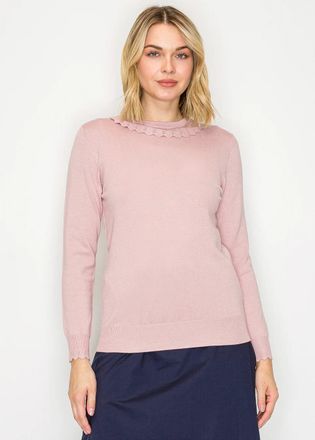 YAL New York Classic Pink Sweater with Scalloped Collar