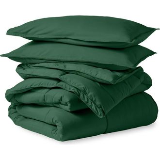 Bare Home All-Season Down Alternative Comforter Set - Oversized Queen in Forest Green at Nordstrom
