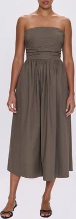 Pistola Denim Florence Strapless Lace-Up Back Stretch Cotton Midi Dress in Driftwood at Nordstrom Rack, Size X-Large