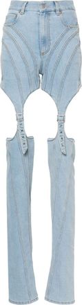 MUGLER cut-out skinny jeans - women - Elastomultiester/Cotton/Cotton/Polyester - 30 - Blue