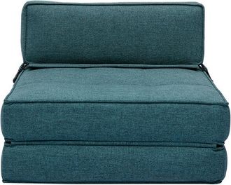 Miliboo Miliboo - Sillón cama de 1 plaza de tela azul petróleo katy