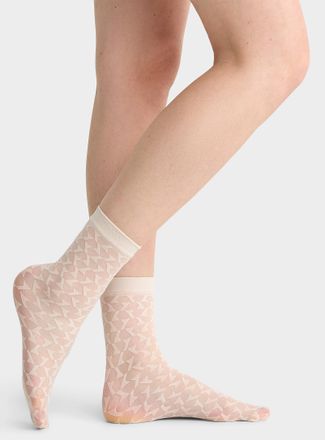Simons Womens Geo/solid sheer ankle socks 2-pack Exclusive collection from Italy