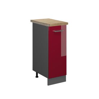 Vicco Armario De Farmacia R-line, Rojo Burdeos Alto Brillo, 30 Cm, Et Roble