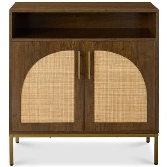 Best Choice Products Arched 2-Door Rattan Cabinet, Sideboard, Buffet, w/ Cord Cutout, Adjustable Storage Shelf