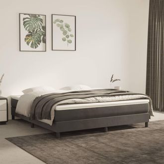 vidaXL Cama Box Spring Con Colch&oacute;n Terciopelo Gris Oscuro 180x200 Cm Vidaxl