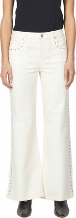 Dear John Denim Micah Studded Mid Rise Wide Leg Jean In Wheat