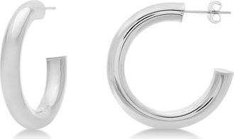 Allurez Medium Open Hoop Earrings 14k in White Gold at Nordstrom