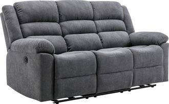 Vente-Unique Sof&aacute; de 3 plazas el&eacute;ctrico relax de tela gris BUROLO