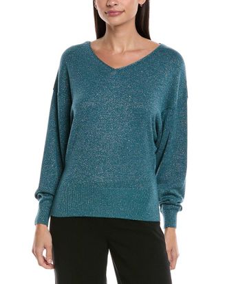 Lafayette 148 New York Wool & Silk-Blend Voluminous Sleeve V-Neck Sweater