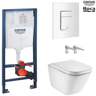 GROHE Bastidor Grohe Pack Cisterna Empotrada Y Pulsador Skate Cosmo Blanco Brillo Con Inodoro Susp Roca The Gap Rimless