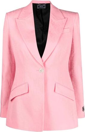 Versace Single-Breasted Blazer - Dames - Blazers - Roze - M - Wol - Jassen