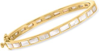 Ross-Simons Mother-Of-Pearl Bangle Bracelet in 18kt Gold Over Sterling