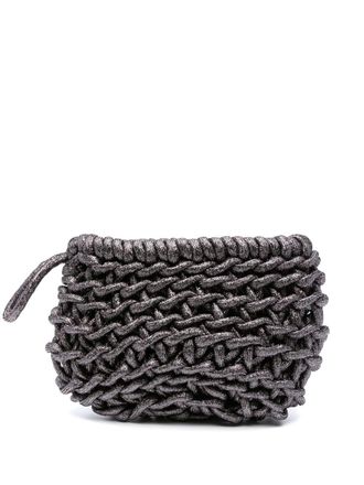 Alienina interwoven metallic clutch bag - Silver