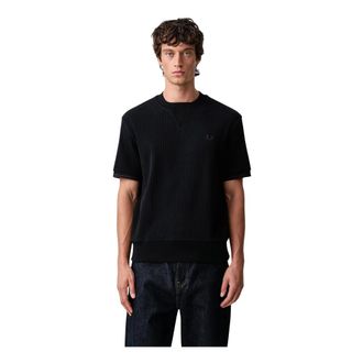 Fred Perry Geribd Jersey T-Shirt - Heren - Tops - Zwart - Maat: L Jersey