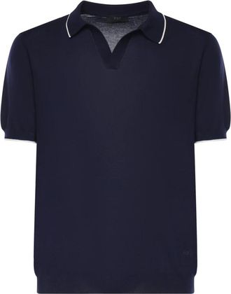 Fay Gebreid poloshirt - Heren - Polos - Blauw - L - Katoen - Tops
