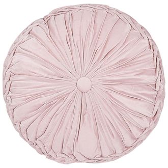 Beliani Coj&iacute;n Rosa Pastel 40 Cm Poli&eacute;ster Pliegues Accesorio Minimalista Udala