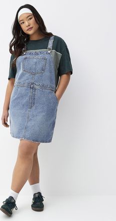 Twik Womens Faded denim apron dress