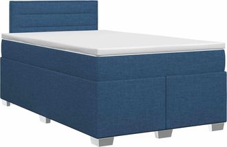 vidaXL Cama Box Spring Con Colch&oacute;n Con Cabecera Azul 120 X 200 Cm Tela Vidaxl