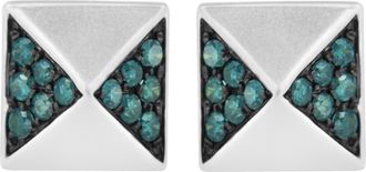 House of Brilliance 14K White Gold 1/4 Ct Blue Diamond Pyramid Stud Earring at Nordstrom